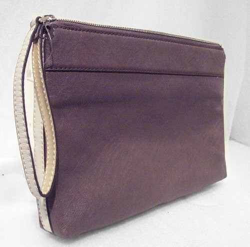 GUESS Handbag Taupe Purse Wristlet 12x8” Silver Dimensional Metal Trim - Picture 2 of 5