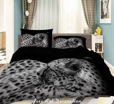 Copripiumino trapuntato 3D motivo leopardato nero set lenzuola