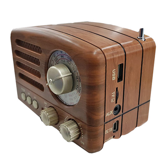 Drei Band Retro Radio AUX-IN Bluetooth USBSDTF MP3 mit Akku Holz Gehäuse