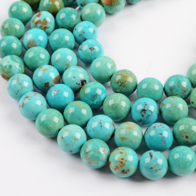 8mm Natural Real Blue Turquoise Round Spacer Loose Beads ...