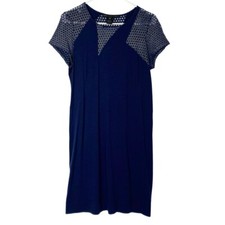 Marc By Marc Jacobs Dress Womens Medium Mesh Short Sleeve Blue Stretch Pencil