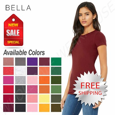 Bella Ladies  Womens Favorite Tee Cotton Longer Junior Fit T-Shirt Size M-6004