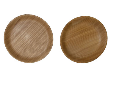 2 Red Elm Hand Turned Deep Plates 8 Inch Signed