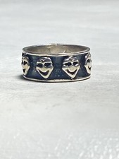 Alien ring face band sterling silver women men girls boys