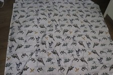 Pottery Barn Kids blue dinosaurs skeletons FLAT sheet EUC 100 cotton