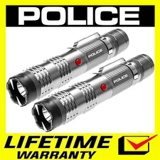 (2) POLICE GREY M12 Heavy Duty Metal Stun Gun Self Defense Wholesale Lot
