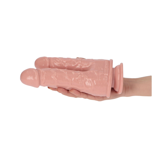 Dildo Doppio Realistico Vaginale Anale Donna Pene con Ventosa Made in Italy Rosa - Foto 2 di 9