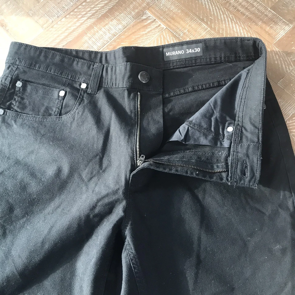 Pantalones de mezclilla de pierna recta negros de Murano para hombre $70 Dillards exclusivos talla 34x30 usados en excelente estado Foto 4 de 4