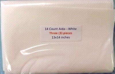 Fourteen (14) count White Charles Craft Aida (Three-3--pieces each 13x14 inches)