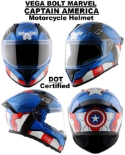 Marvel "CAPTAIN AMERICA" DOT Certified Motorcycle Helmet with Extra Smoke Visor