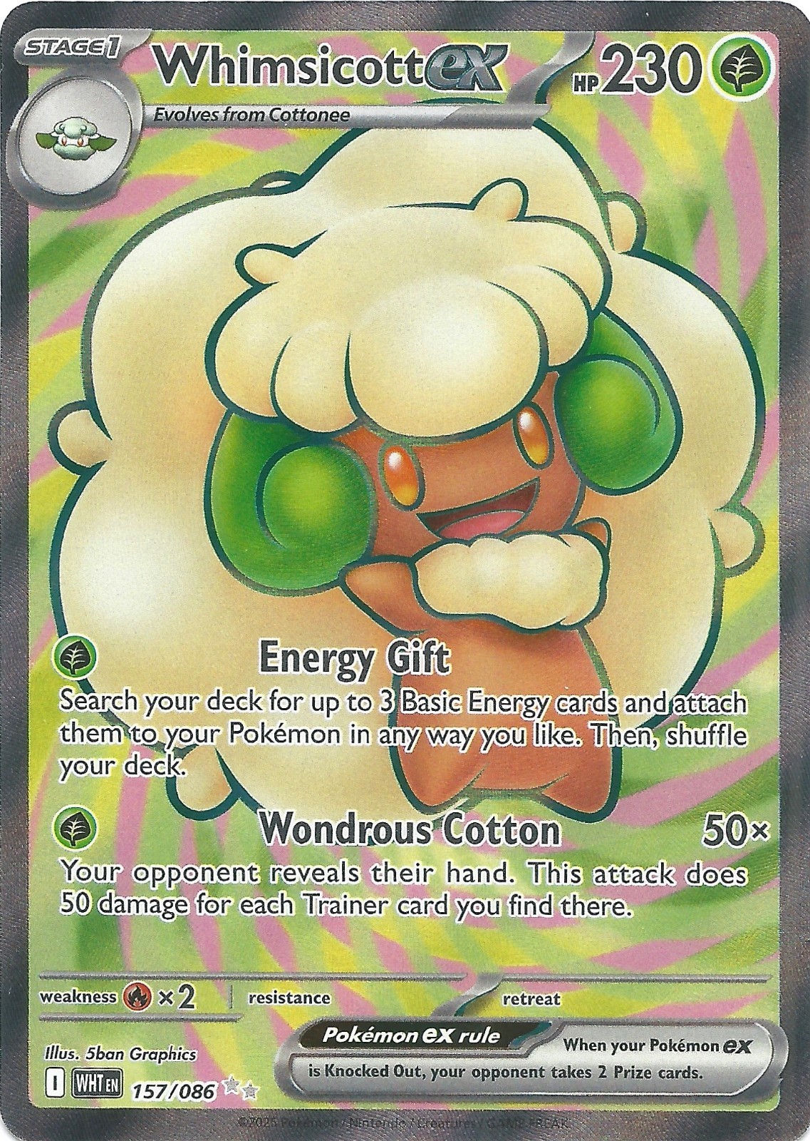Whimsicott ex 157/086 Sv: White Flare Holo