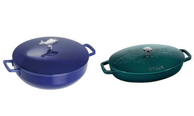 STAUB 28 CM GUSSEISEN BOUILLABAISSE TOPF DUNKELBLAU + 33 CM FISCHZEICHNUNG, LA MER