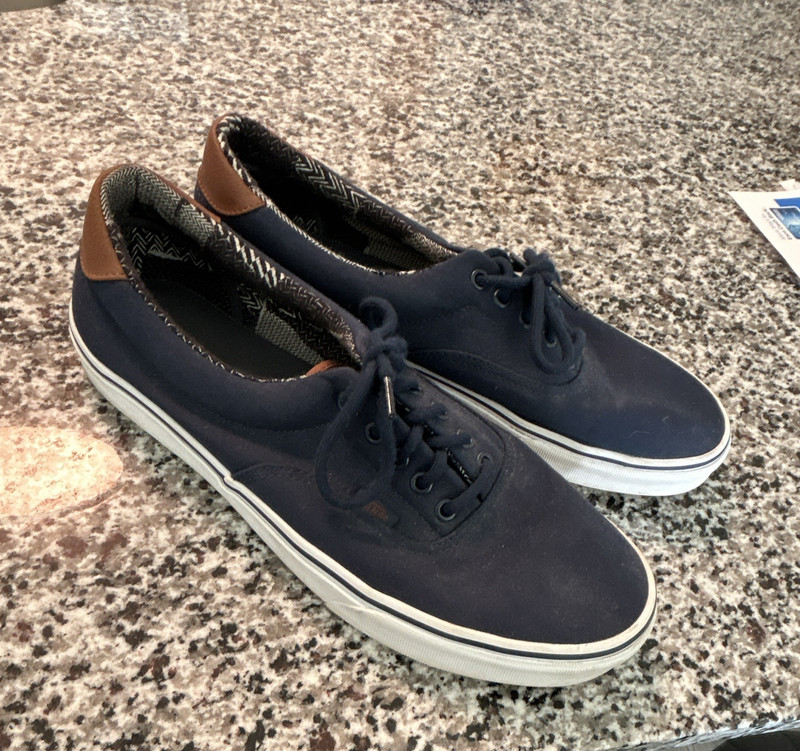VANS Men's Blue Canvas Lace-Up Low Top Casual Sneakers Rubber Sole US 13