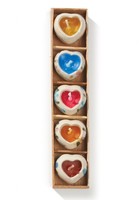 Mini Candles Gift Set 5 Ceramic Wooden Tray Heart turtle Fair Trade Gift