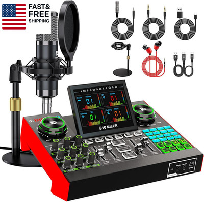 Podcast Microphone Bundle with Live Sound Board Audio Mixer, Podcast Equipment