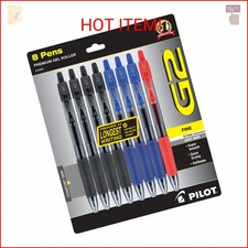 Pilot G2 Premium Gel Roller Pens, Bold Point, Gel Ink Pens, 1 mm, Pack of 8, Bla
