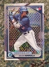 2020 Bowman Chrome Arjun Nimmala 1st Bowman Mojo Refractor RC Blue Jays