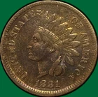 1881 Indian Head Cent Very Fine VF Coin #40343