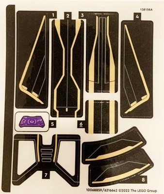 LEGO STICKER SHEET 76211 SHURI'S SUNBIRD New from set 76211stk01
