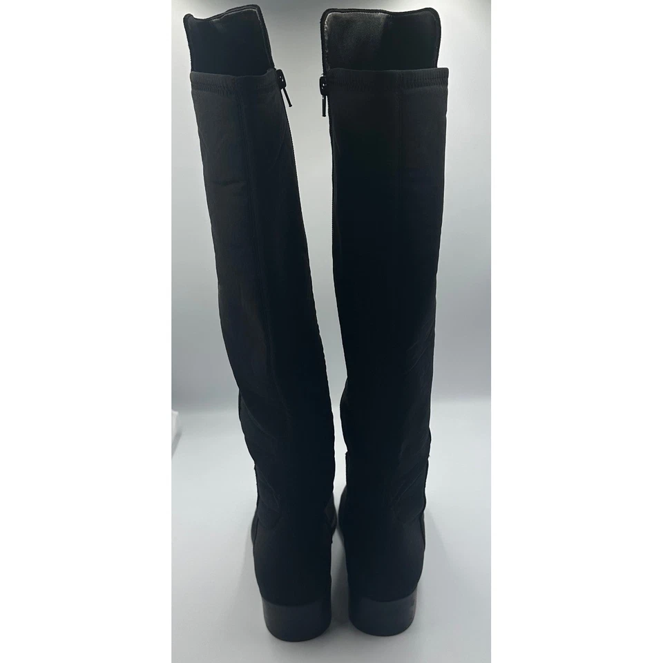 Botas de montar Nine West negras de gamuza hasta la rodilla elásticas con cremallera lateral para mujer talla 9M Foto 3 de 4