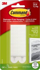 17206-ES Large Picture Hanging Strips, Pack of 4, White 1.62 per strip