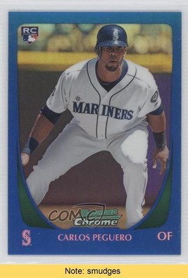 2011 Bowman Chrome Blue Refractor 83/150 Carlos Peguero #213 Rookie RC READ 4k8