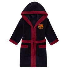 FC Barcelona Official Soccer Gift Boys Hooded Fleece Dressing Gown Robe