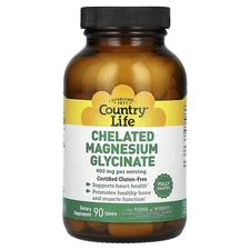 Country Life Chelated Magnesium Glycinate 400 mg 90 Tablets Gluten-Free, GMP