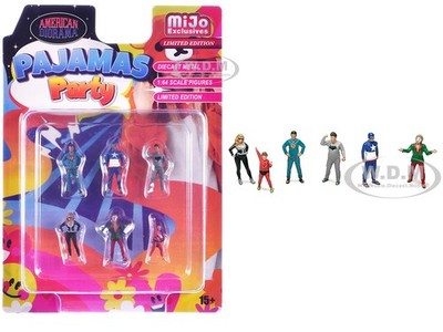 ''PAJAMAS PARTY'' 6 PC DIECAST FIGURE SET FOR 1/64 BY AMERICAN DIORAMA 2436MJ
