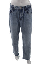 Zara Unisex Jeans Straight Wide Leg Blue 100 Cotton Mid Rise Size 30