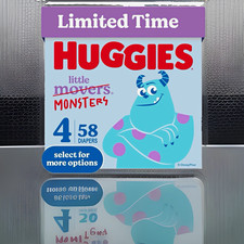 Huggies Little Movers Monsters Size 4 Disposable Diapers 58 Count