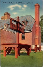 Vintage Stocks at Public Gaol Williamsburg VA Linen Postcard Tichnor