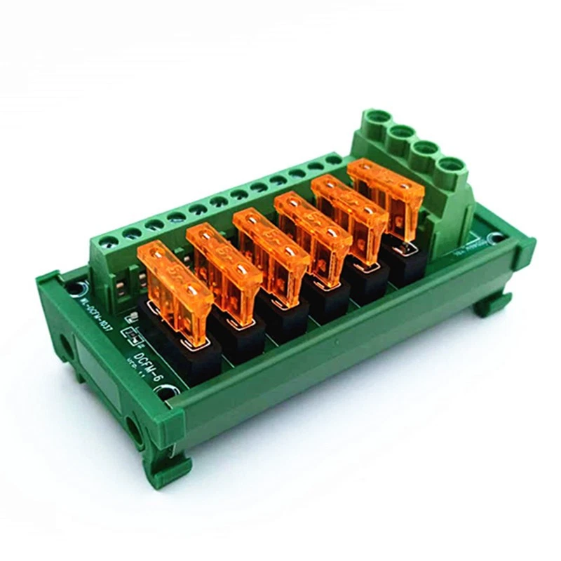 6 Position DIN Rail Mount DC Power Fuse Distribution Strip Module - Image 3 of 4