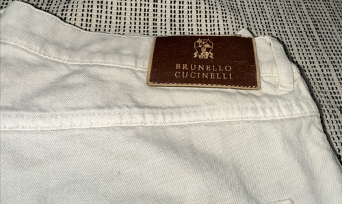BRUNELLO CUCINELLI Beige Denim Button Fly Jeans Sz 50(34" x 29"US) Made In Italy - Picture 3 of 20