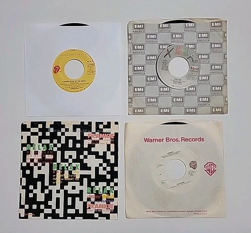 Rolling Stones Prince David Bowie 7" Vinyl 45 RPM Record Lot 4 Classic Rock Pop
