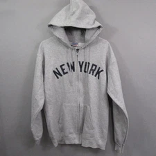 Hanes Mens Full Zip Hoodie S Gray Vintage 7 Mantle New York Printpro
