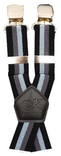 Knightsbridge Neckwear Pour des hommes Rayé Cuir Bretelles / Bretelles - Noir - Photo 1/1