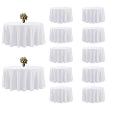 ZuGeo 12 Pack 90 Inch Round White Washable Polyester Table Cloth, Stain