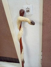 Snake design wooden hand carved walking stick for men women walking cane gift C6