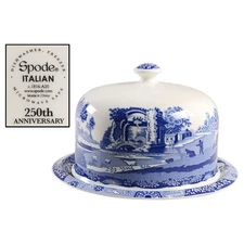 Spode Blue Italian 11" Cheese Dome w/Plate 250th Anniversary 11901174