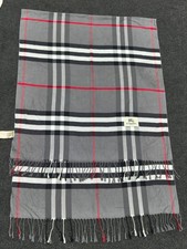 Burberry Scarf Shawl Wrap Cashmere Fringes Plaid Check 2 Pcs Made In Scotland