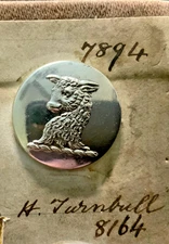 H. TURNBULL of SCOTLAND ~ CURLY-HAIRED BULL'S HEAD 25mm SP LIVERY BUTTON 1895