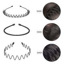 1x Black Metal Wavy Headband Hair Hoops Sports Unisex Hair For Men W NEW C6A1