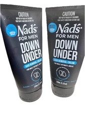 Lot of 2-Nad's For Men Down Under Hair Removal Cream Painless Gentle 5.1 Fl Oz