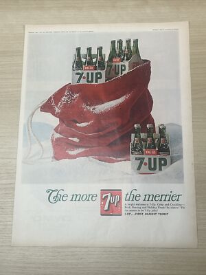 7 up King Size 6 Pack Bottles Soda Pop 1966 Vintage Print Ad Life Magazine
