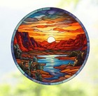 Grand Canyon AZ Faux Stained-Glass WINDOW CLING Sun-catcher Size 8" Round Vinyl