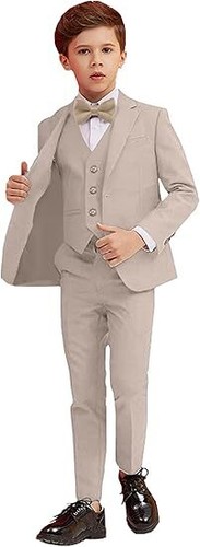 Boy Suits 3 Piece Slim Fit Suit for Kids Toddler Formal Set Wedding Ring Bearer - Picture 10 of 20