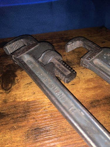 Lotto di 2 chiavi per tubi artigianali vintage - 14"" & 10""- - Foto 2 di 7