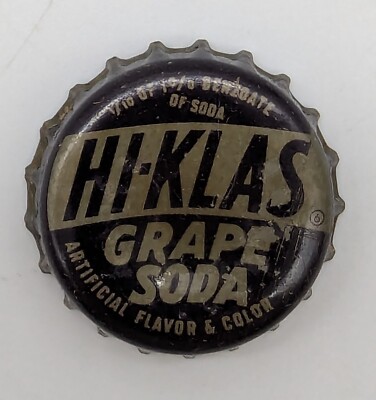 Vtg Hi Klas Lansing MI Grape Soda Cork-Lined Crown Bottle Cap