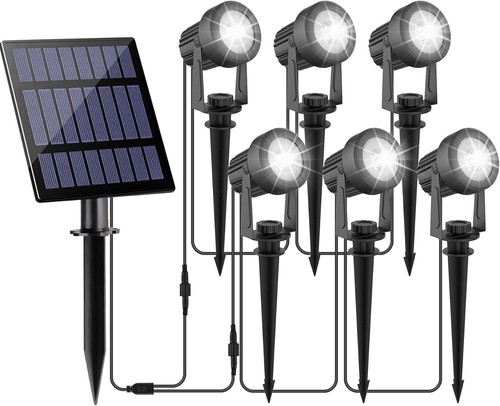 Kaltes Weiß LED Solarleuchte Strahler Solarstrahler Gartenlampe Spot Licht Außen - Bild 10 von 12